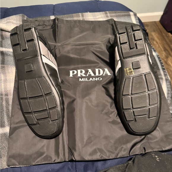 PRADA REV SNEAKERS SHOES 2EG325 BLACK LEATHER NEW US 7 EU 40 40,5 NIB - Picture 7 of 8